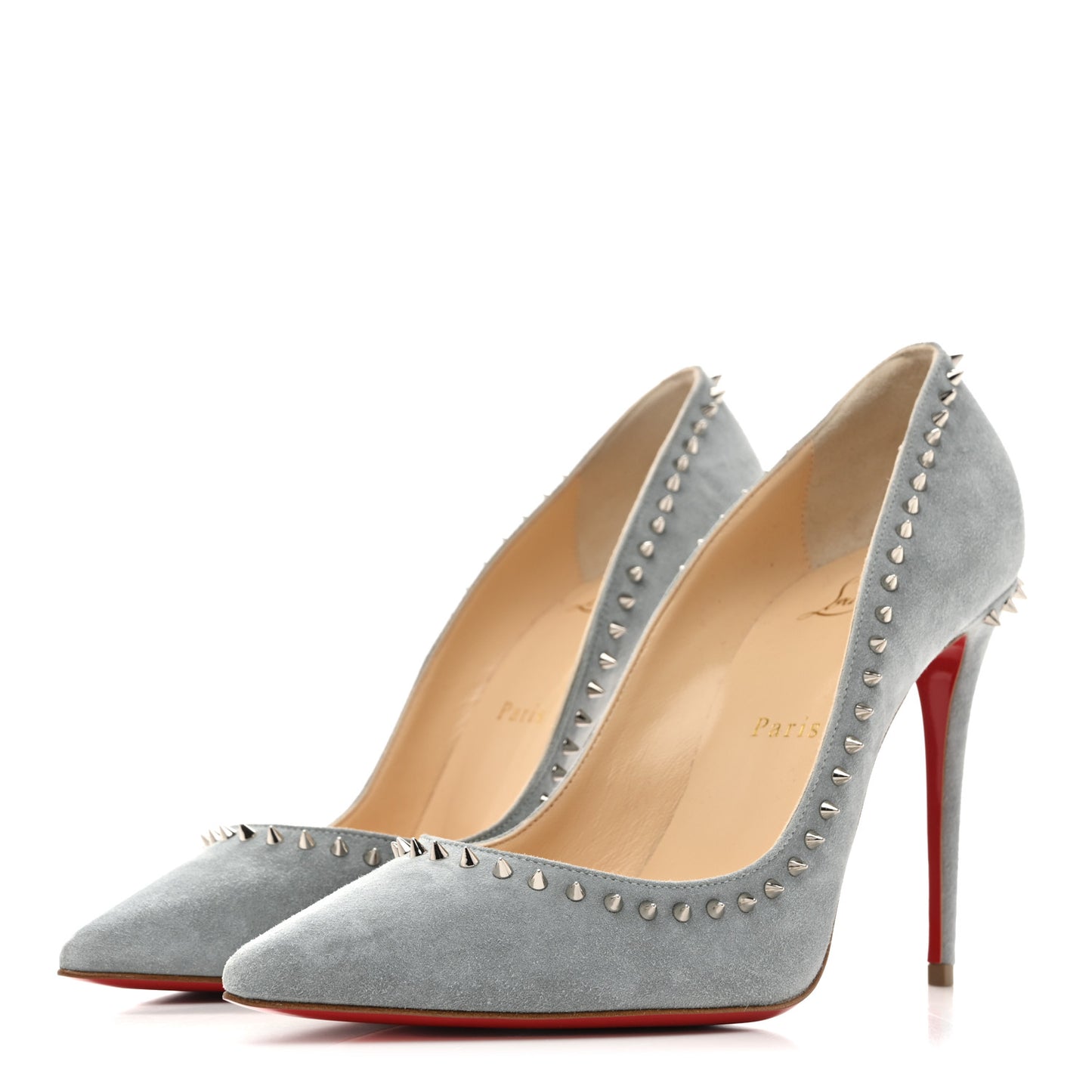 Veau Velours Anjalina 100 Pumps 38.5 Silver Green