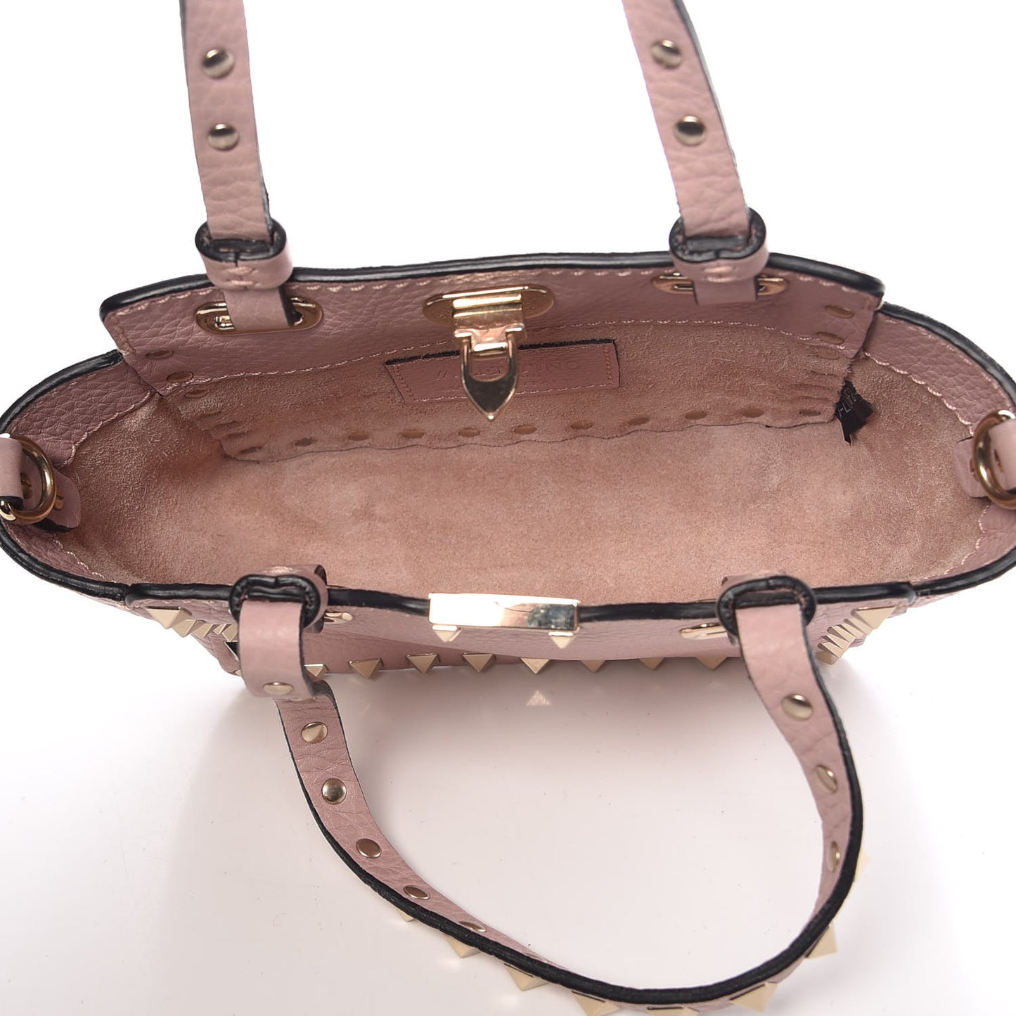 Grained Calfskin Micro Rockstud Tote Cipria