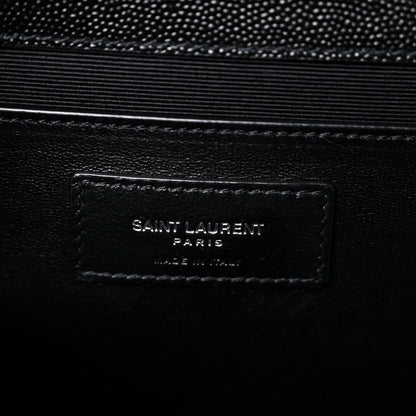 Saint Laurent Grain De Poudre Textured Mixed Matelasse Triquilt Medium Monogram Satchel Black 6 of 9