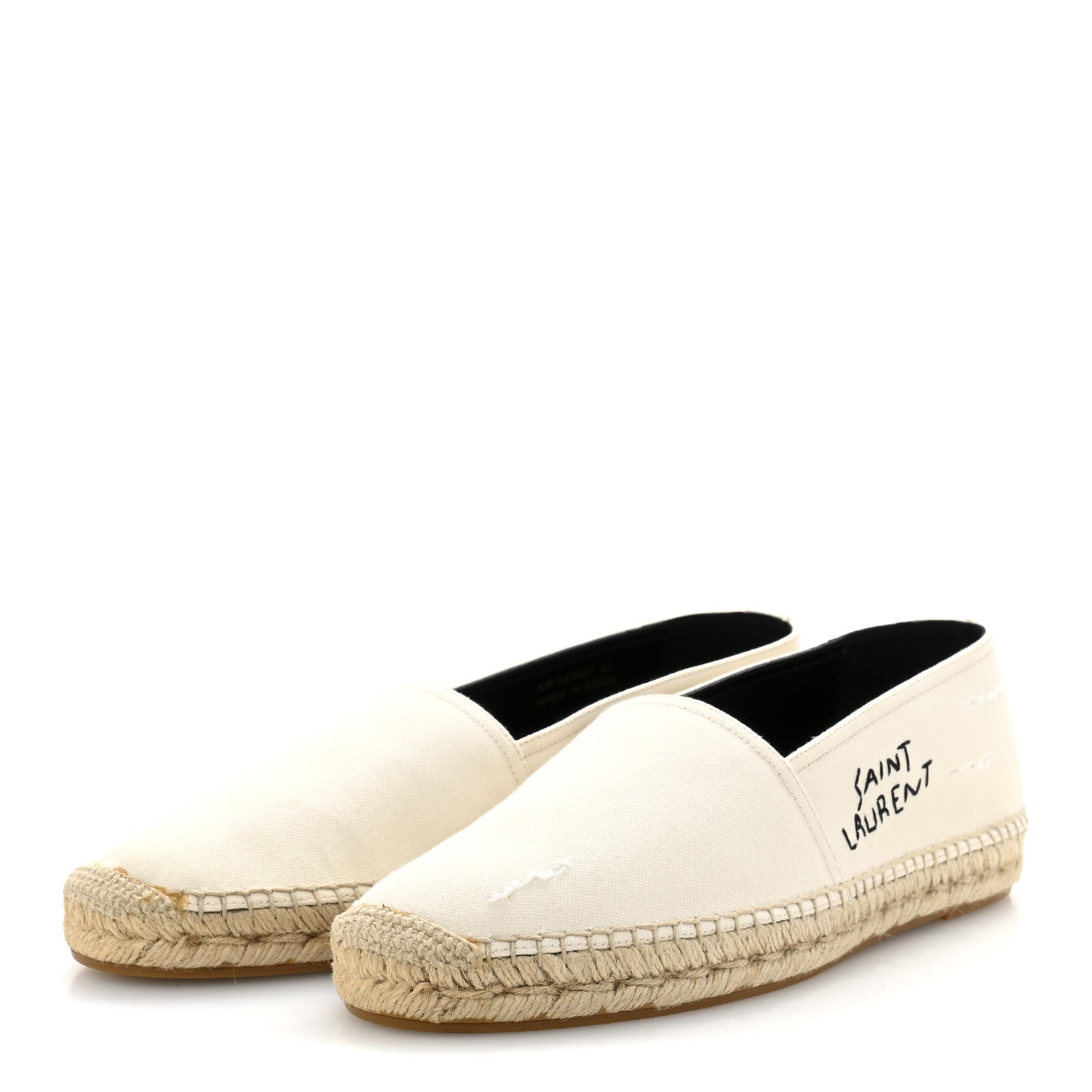 Saint Laurent Canvas Mens Elba Light Logo Embroidered Espadrilles 43 Panna 4 of 10