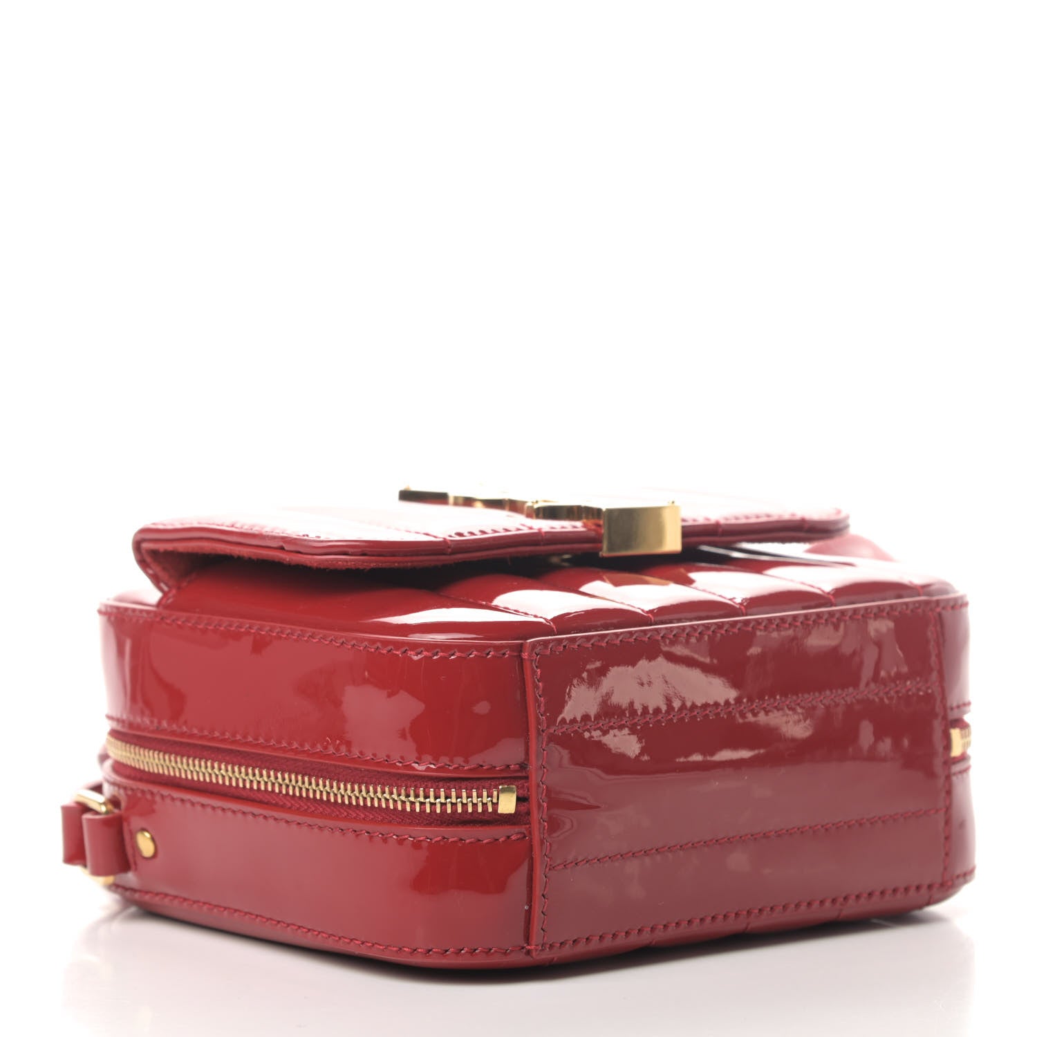 Saint Laurent Patent Matelasse Monogram Toy Vicky Camera Bag Red 3 of 4
