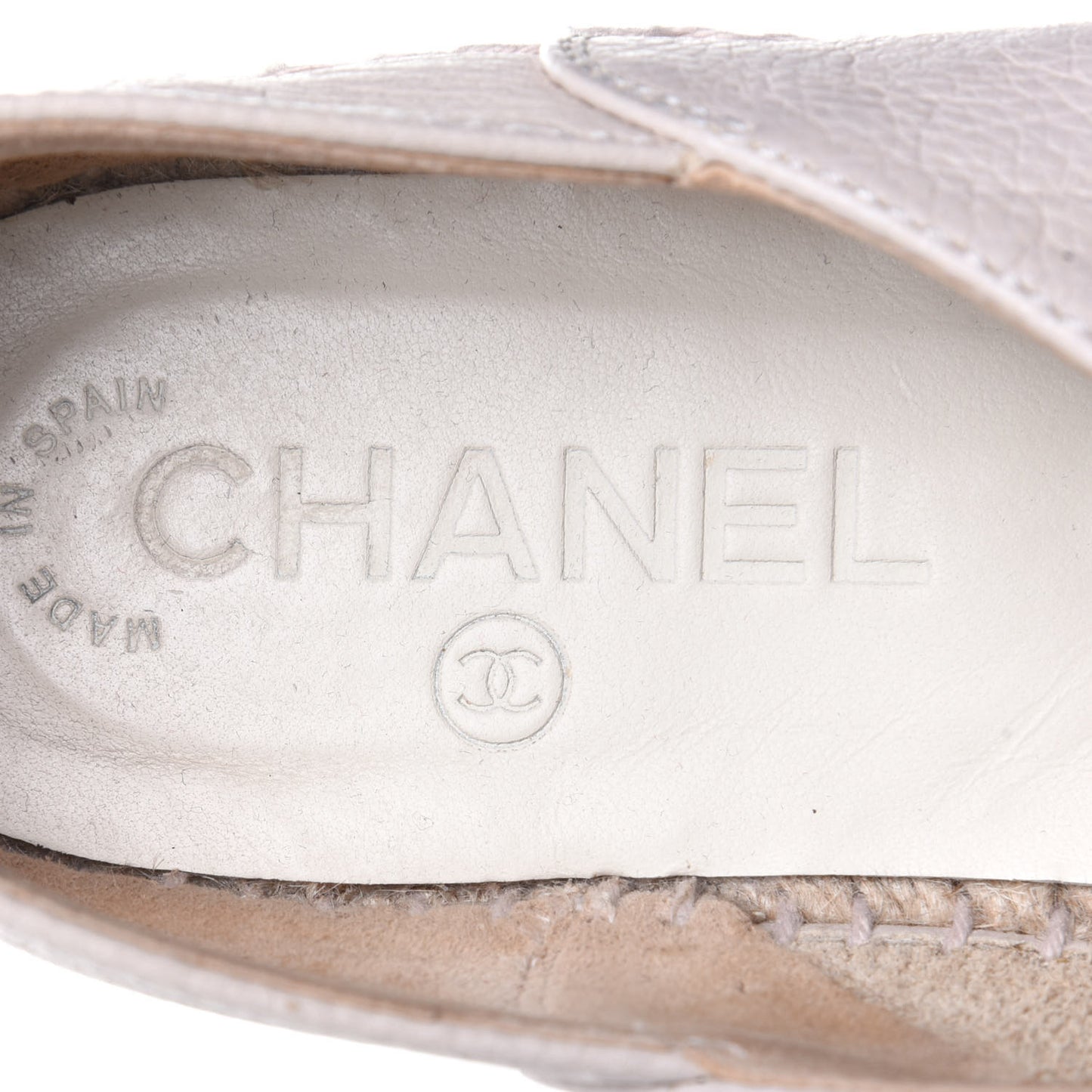 Grained Calfskin CC Espadrilles 38 Beige Black