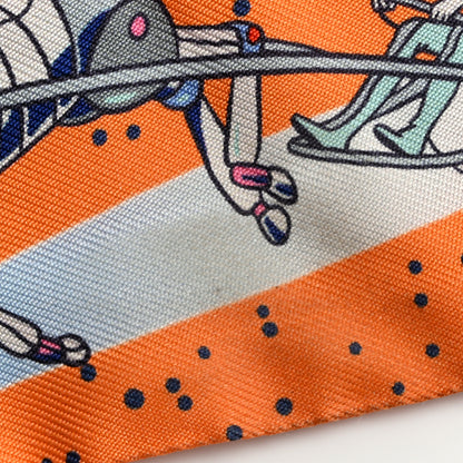 Hermes Silk Space Derby Twilly Orange Jaune Bleu 5 of 5