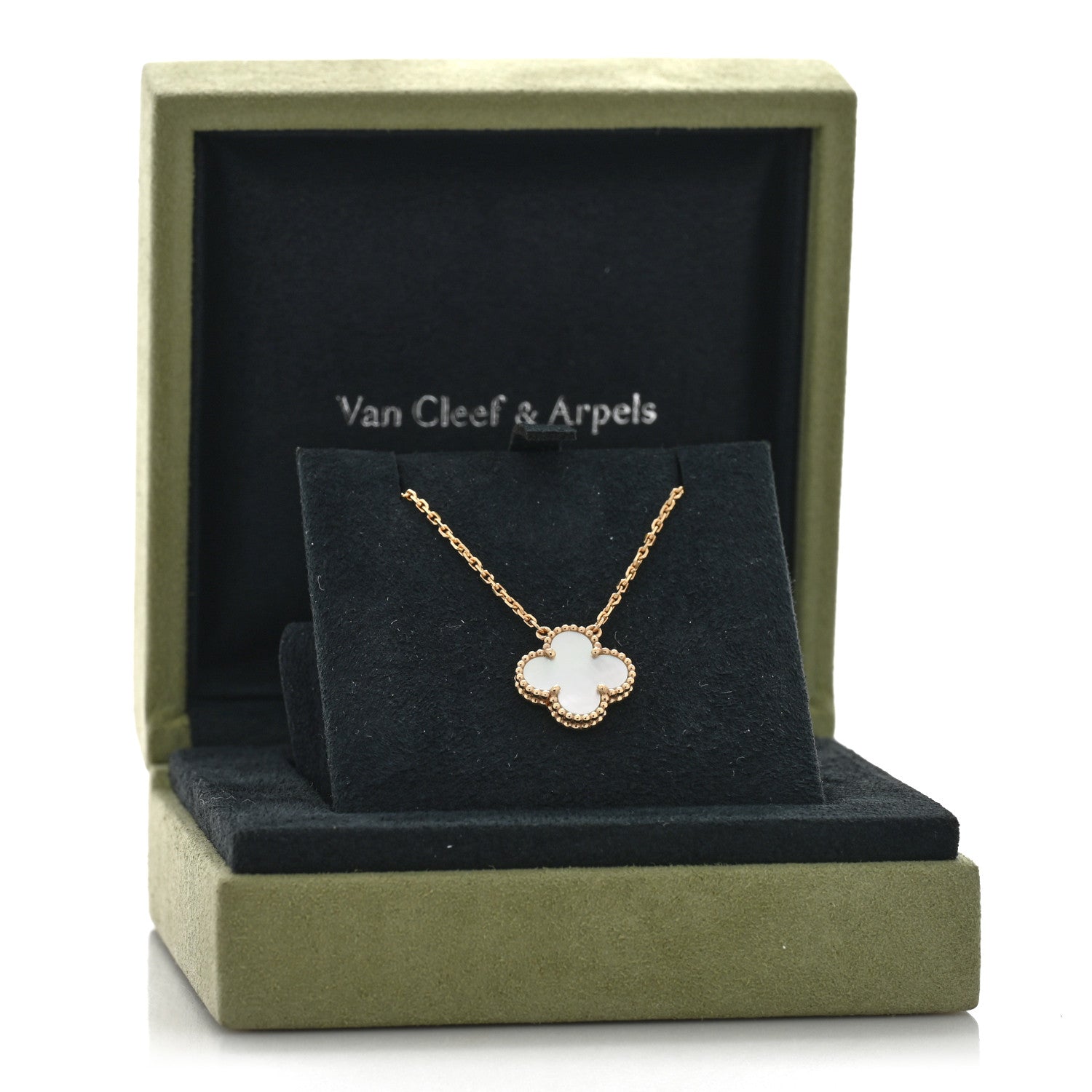 Van Cleef & Arpels 18K Yellow Gold Mother of Pearl Vintage Alhambra Pendant Necklace 5 of 5