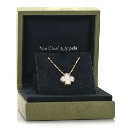 Van Cleef & Arpels 18K Yellow Gold Mother of Pearl Vintage Alhambra Pendant Necklace 5 of 5