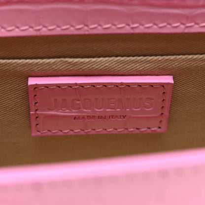Jacquemus Calfskin Crocodile Embossed Le Chiquito Long Pink 6 of 10