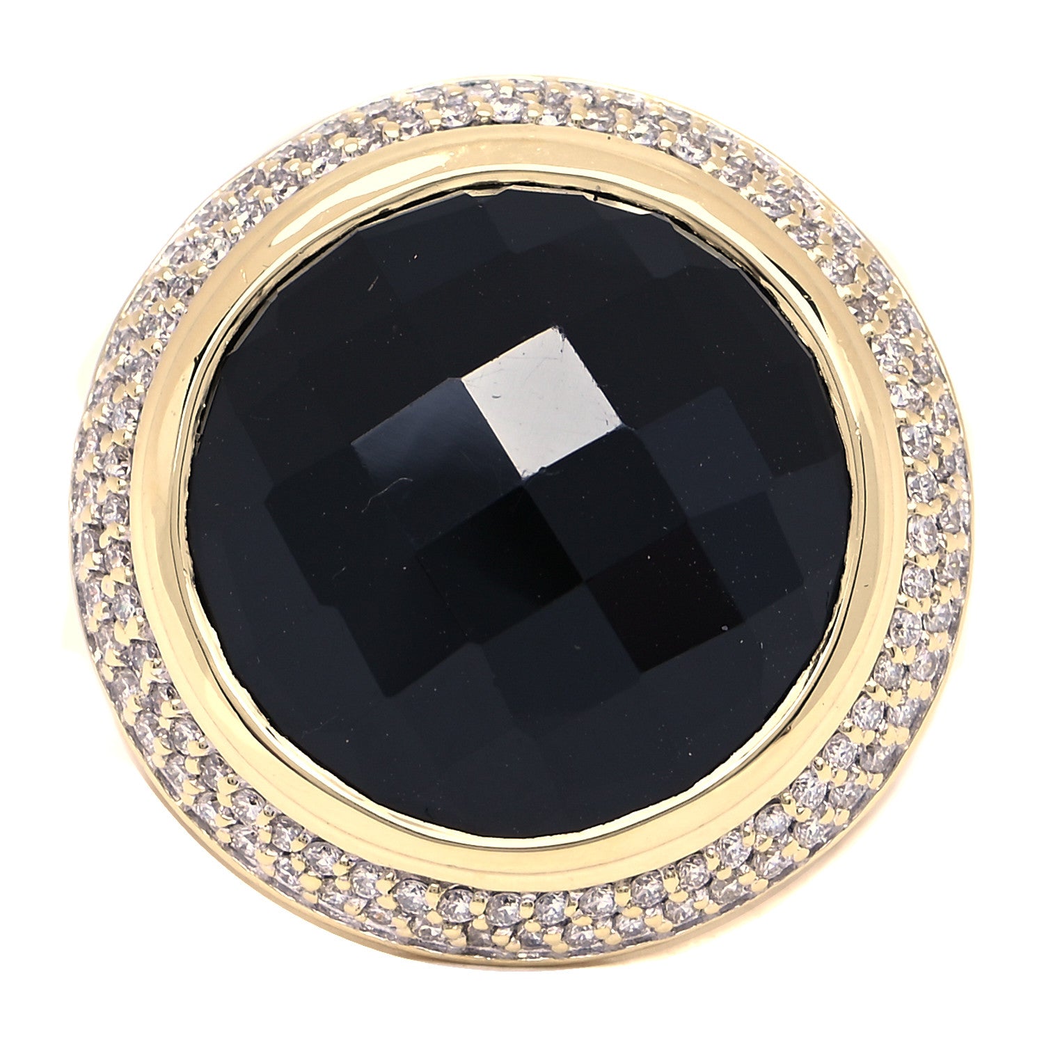 David Yurman 18K Yellow Gold Diamond Black Onyx 18mm Cerise Ring 52 6 1 of 5