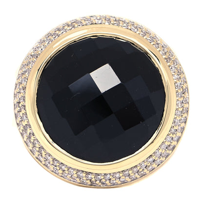 David Yurman 18K Yellow Gold Diamond Black Onyx 18mm Cerise Ring 52 6 1 of 5