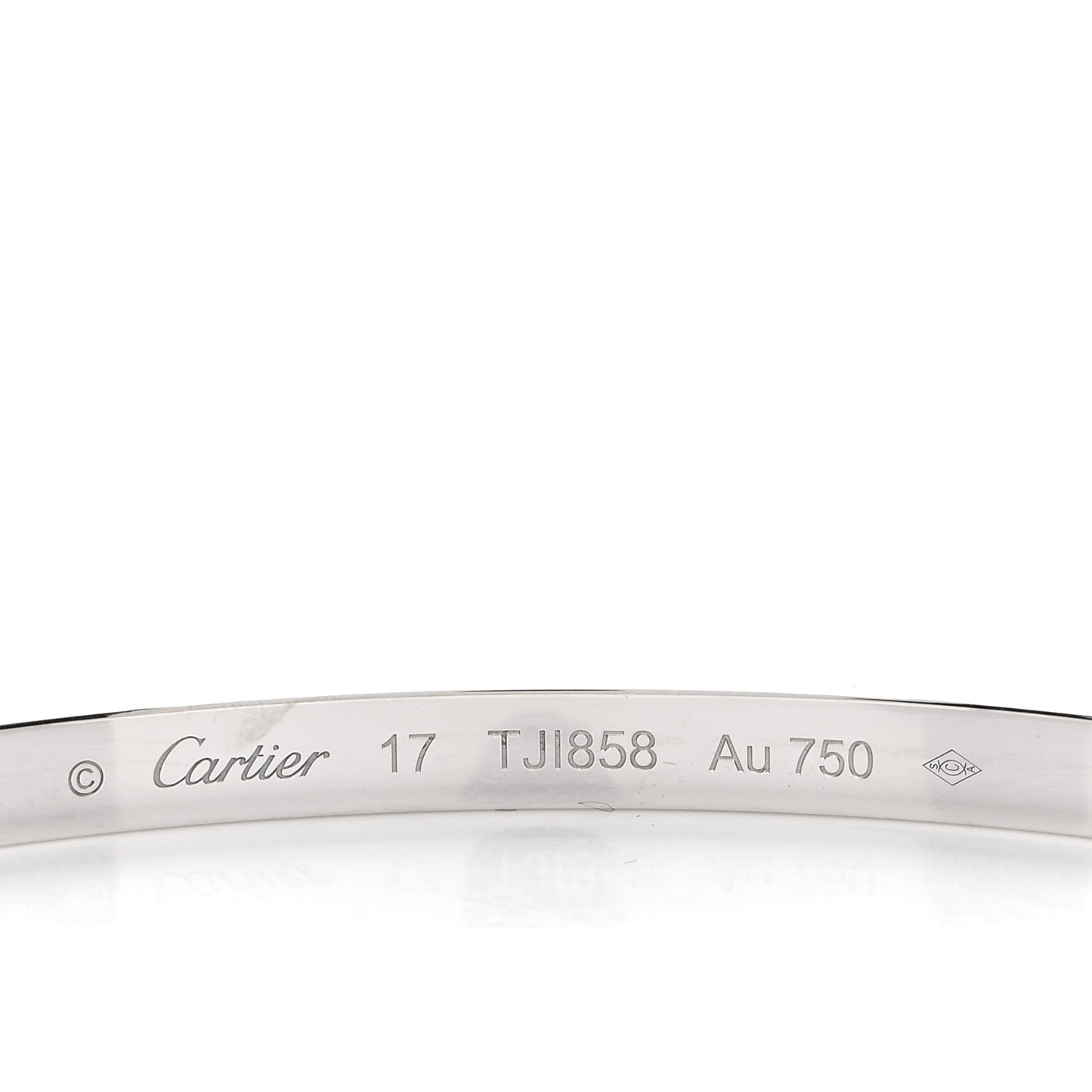 18K White Gold 6 Diamond Small LOVE Bracelet 17