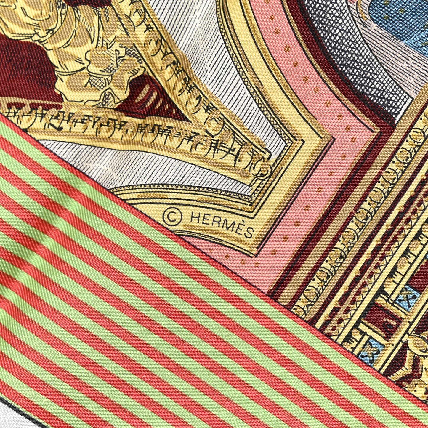 Silk Grand Theatre Nouveau Scarf 90 Bleu Vieux Rose Vert