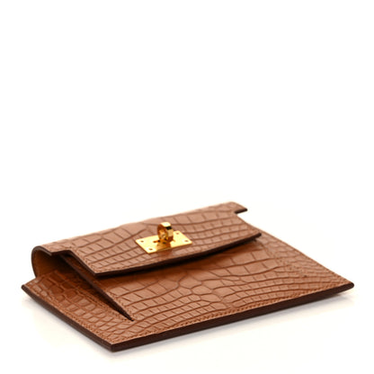 Hermes Matte Alligator Kelly Pocket Compact Wallet Gold 4 of 8