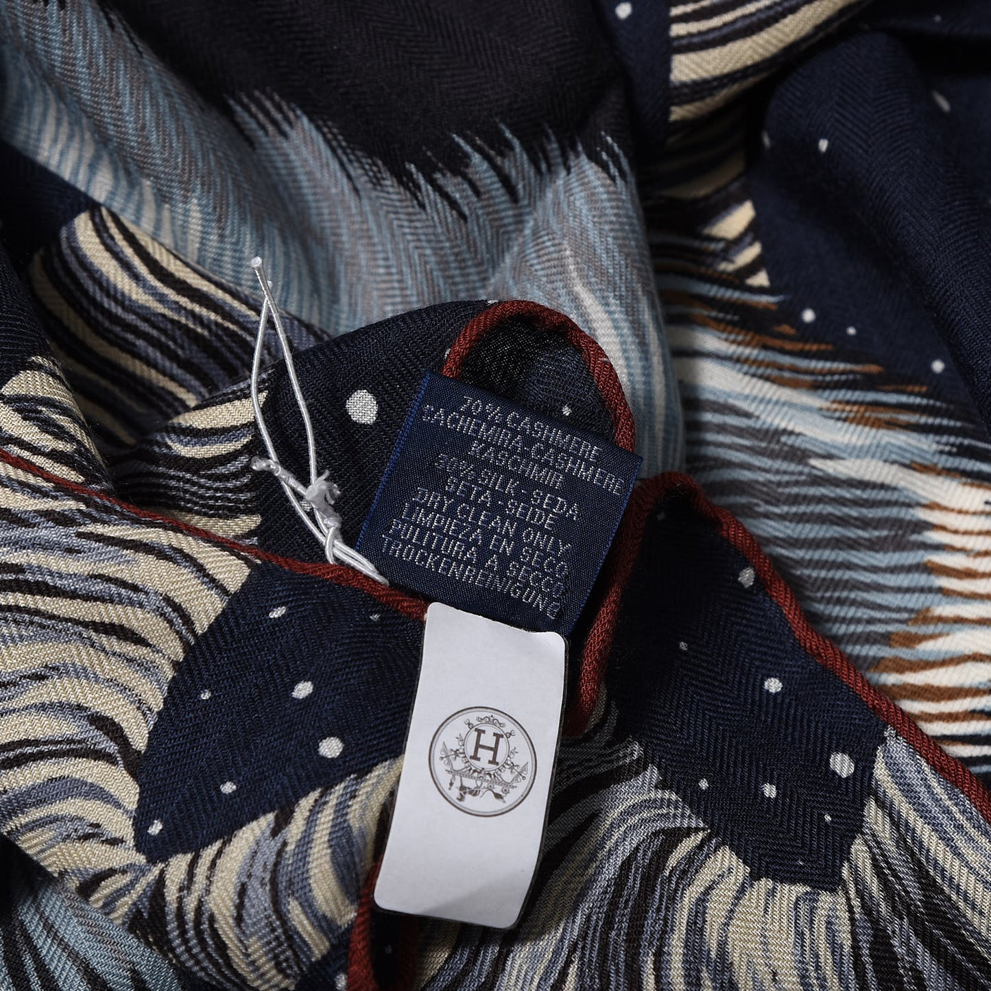 Cashmere Silk Awooooo Scarf 100 Marine Anthracite Gris