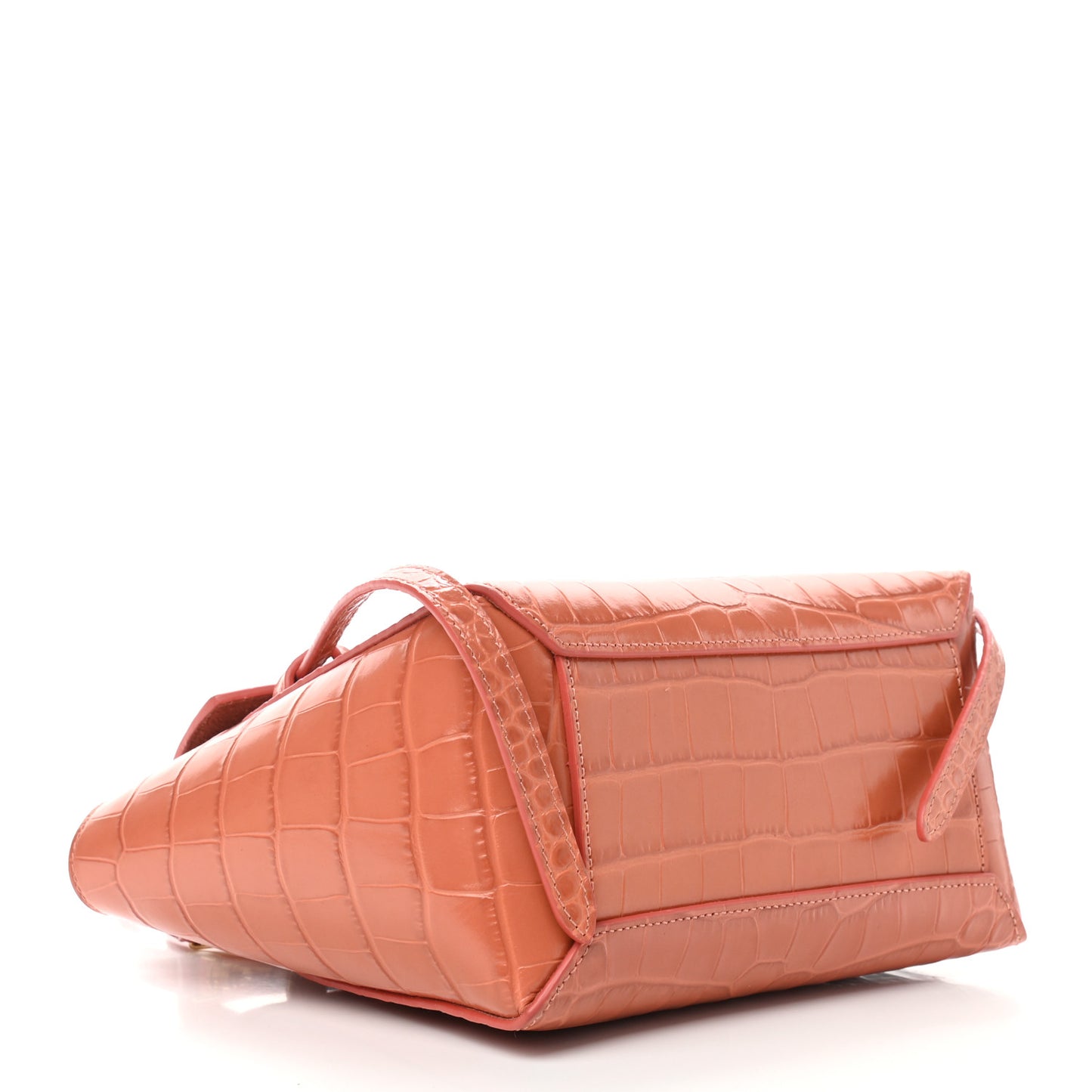Calfskin Crocodile Embossed Nano Belt Bag Lychee