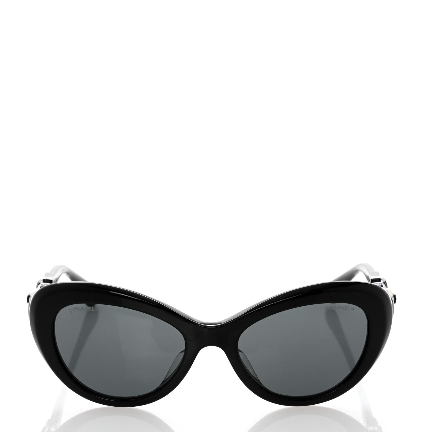 Chanel Acetate Glass Pearls Cat Eye Sunglasses 5443-H-A Black 2 of 8