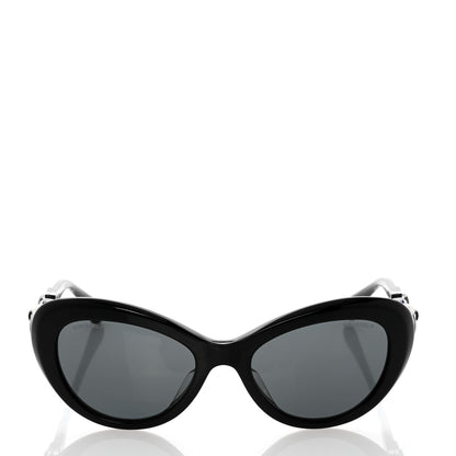 Chanel Acetate Glass Pearls Cat Eye Sunglasses 5443-H-A Black 2 of 8