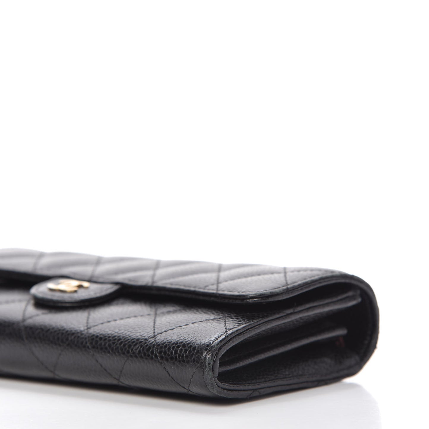 Caviar Quilted Large Gusset Flap Wallet Black