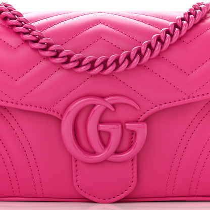 Gucci Calfskin Matelasse Monochrome GG Marmont Crossbody Shoulder Bag Classic Fuxia 8 of 11