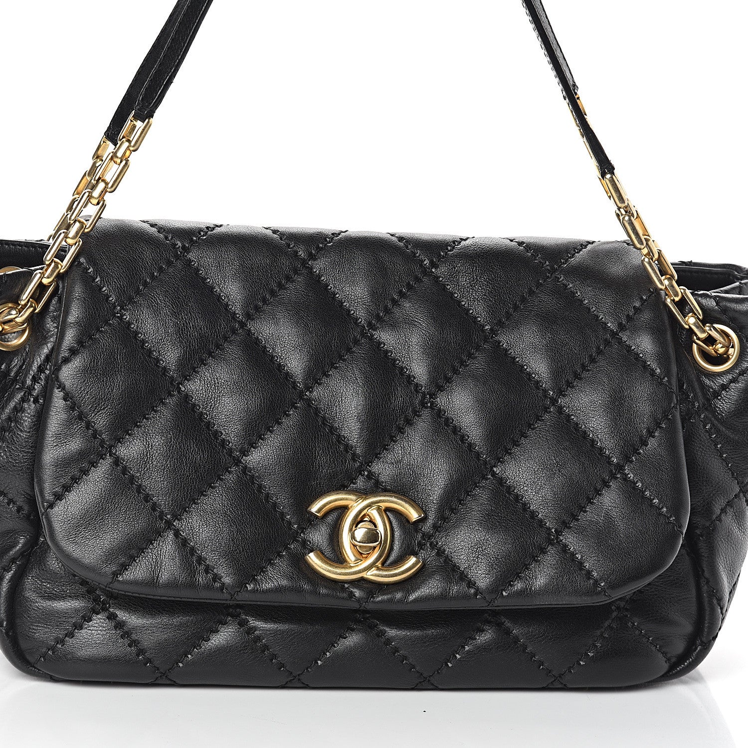 Chanel Calfskin Quilted Retro Chain Flap Black 7 of 9