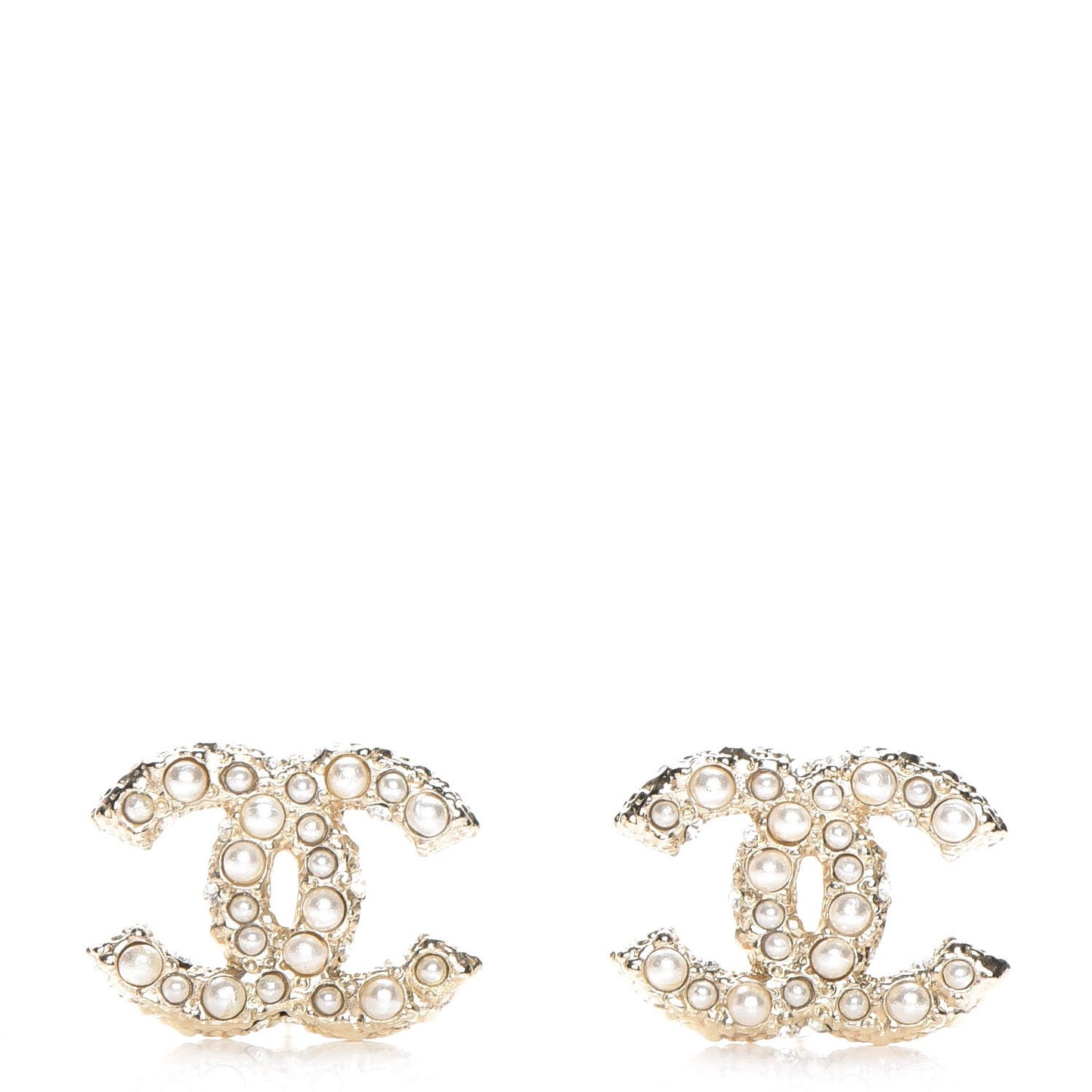 Crystal Pearl CC Earrings Light Gold