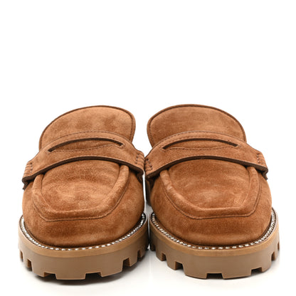 Jimmy Choo Suede Shearling Ronnie Flat Mules 38 Tan Natural 2 of 8