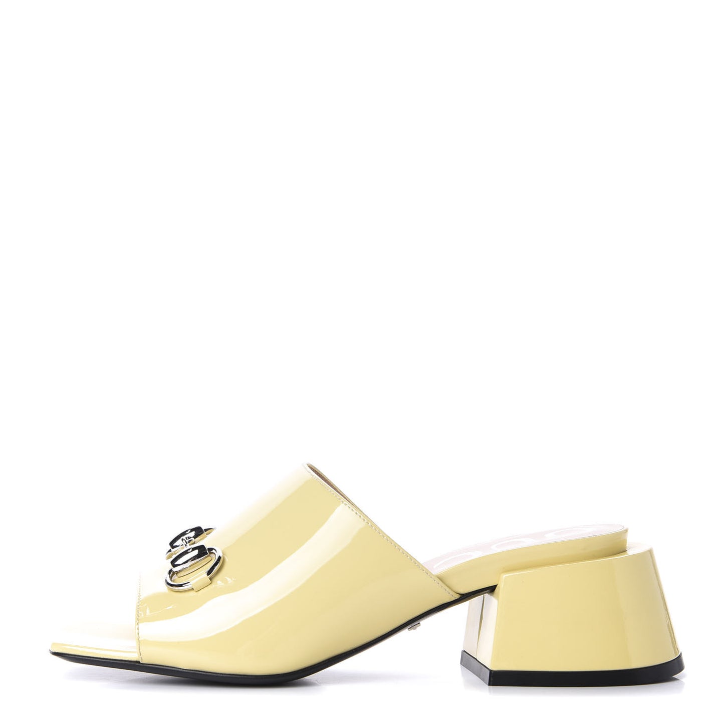 Patent Lexi Horsebit Mid-Heel Slide Sandals 36 Burro