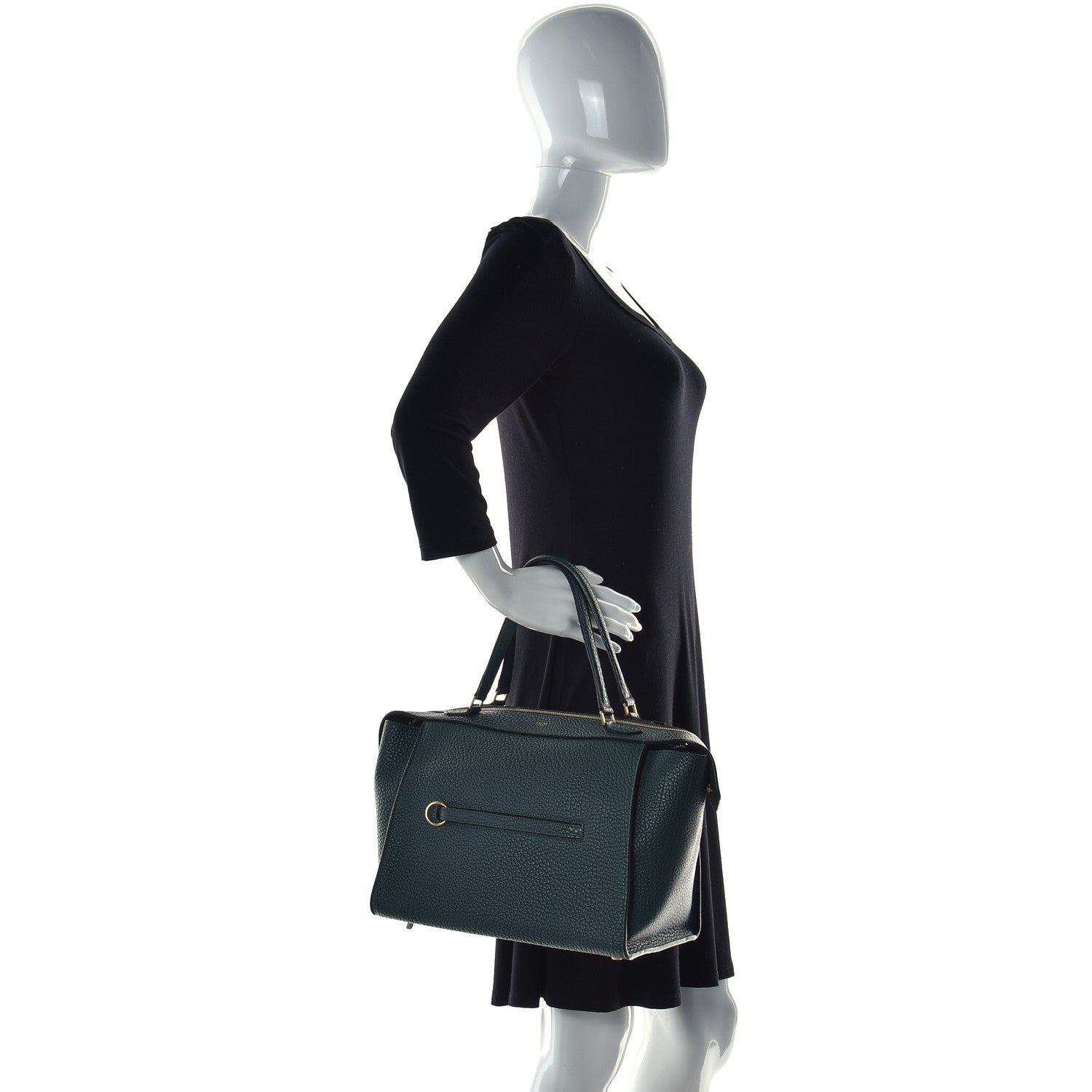 Celine Bullhide Calfskin Small Ring Bag Dark Green 3 of 7