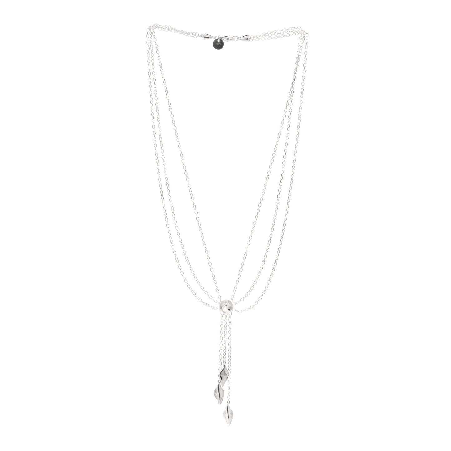 Sterling Silver Three Leaf Drop Pendant Necklace