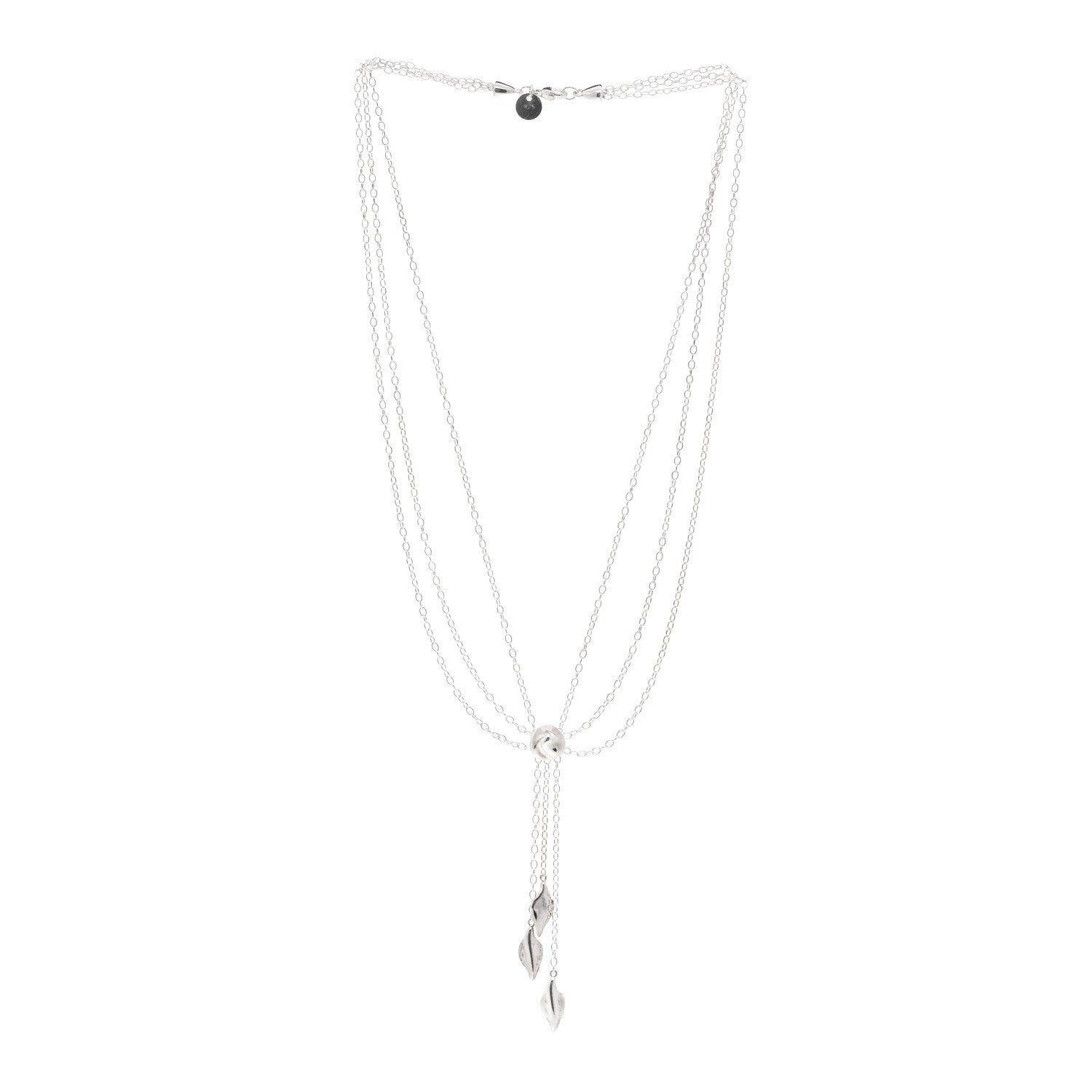 Tiffany Sterling Silver Three Leaf Drop Pendant Necklace 3 of 4