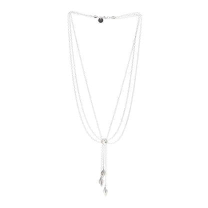 Tiffany Sterling Silver Three Leaf Drop Pendant Necklace 3 of 4
