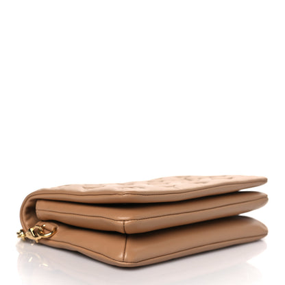 Louis Vuitton Lambskin Embossed Monogram Pochette Coussin Camel 4 of 10
