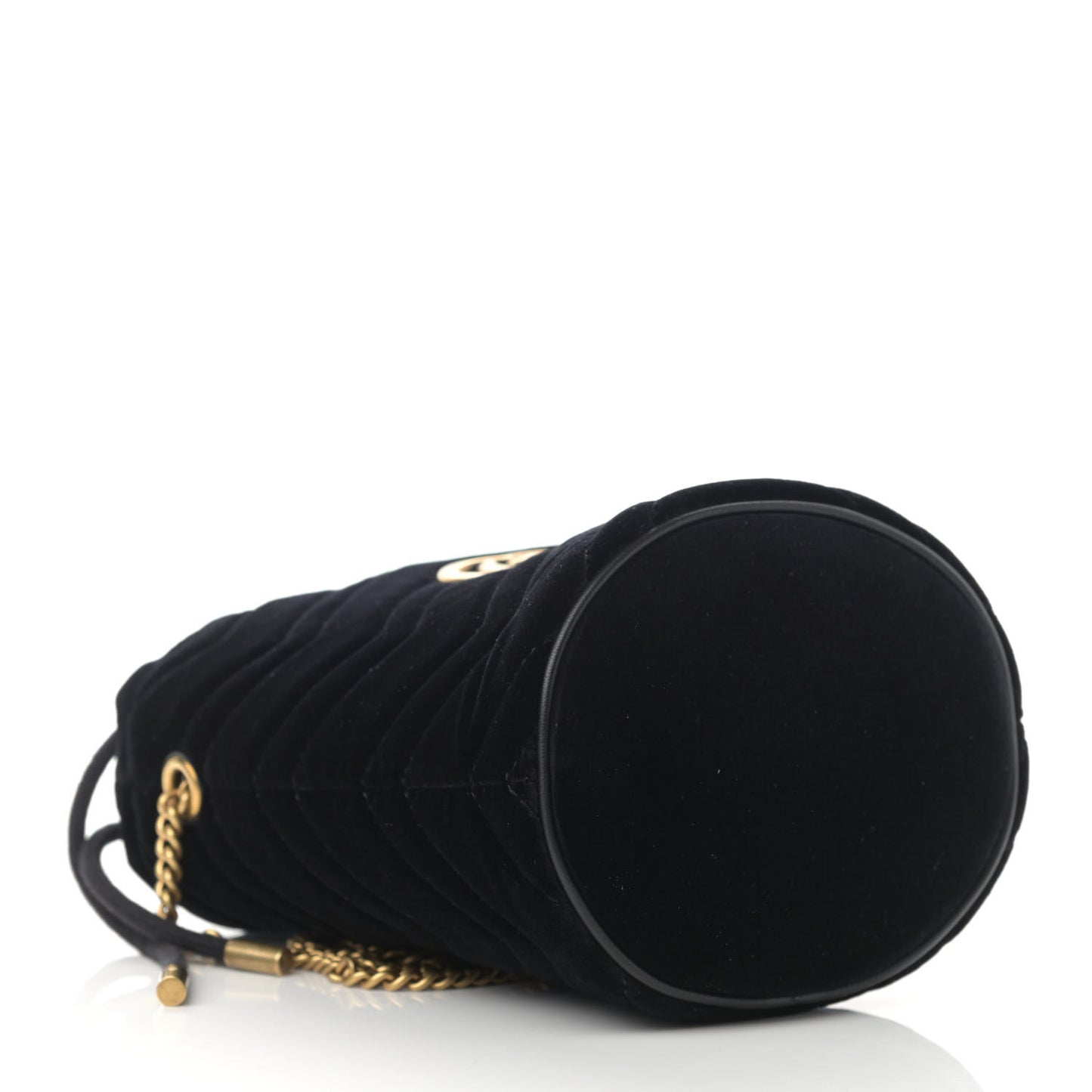 Velvet Matelasse Mini GG Marmont 2.0 Bucket Bag Black