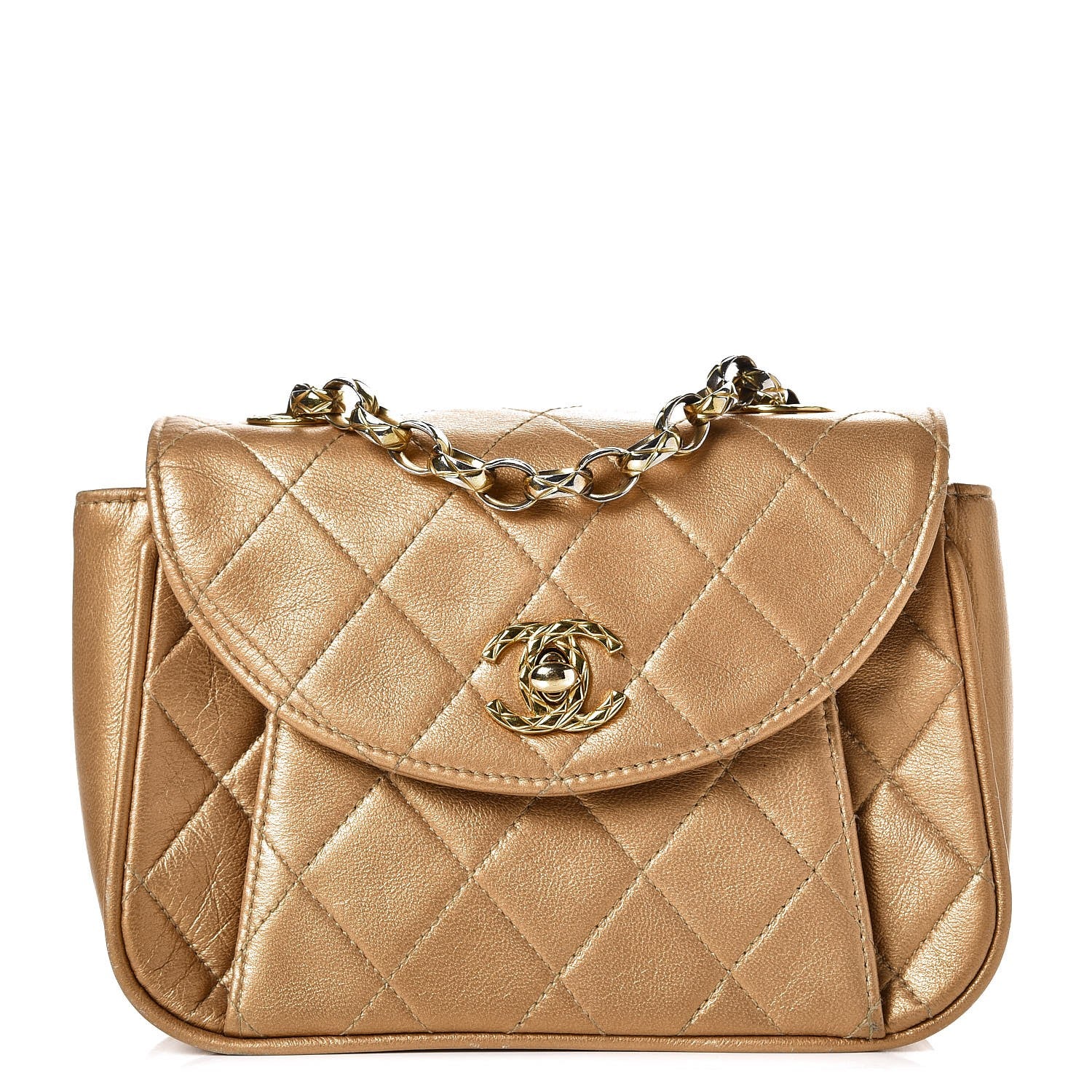 Chanel Metallic Lambskin Mini Quilted Flap Gold 1 of 14