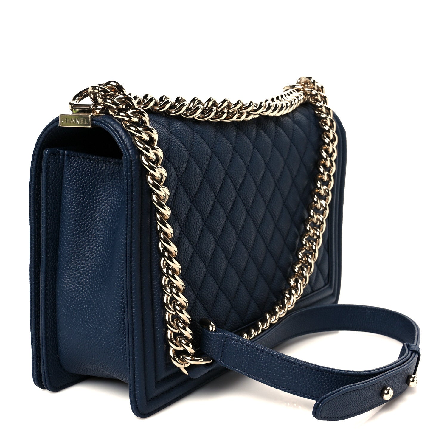 Chanel Caviar Quilted New Medium Boy Flap Blue 3 of 11