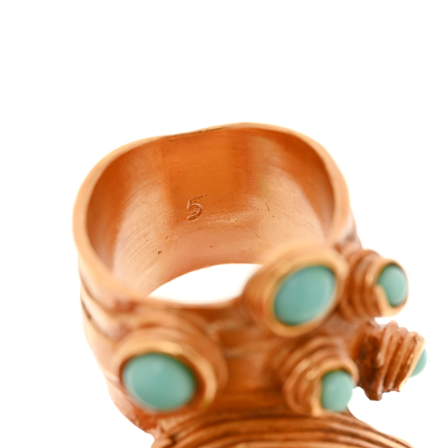 Saint Laurent Enamel Arty Ring 49 5 Gold Turquoise 5 of 5
