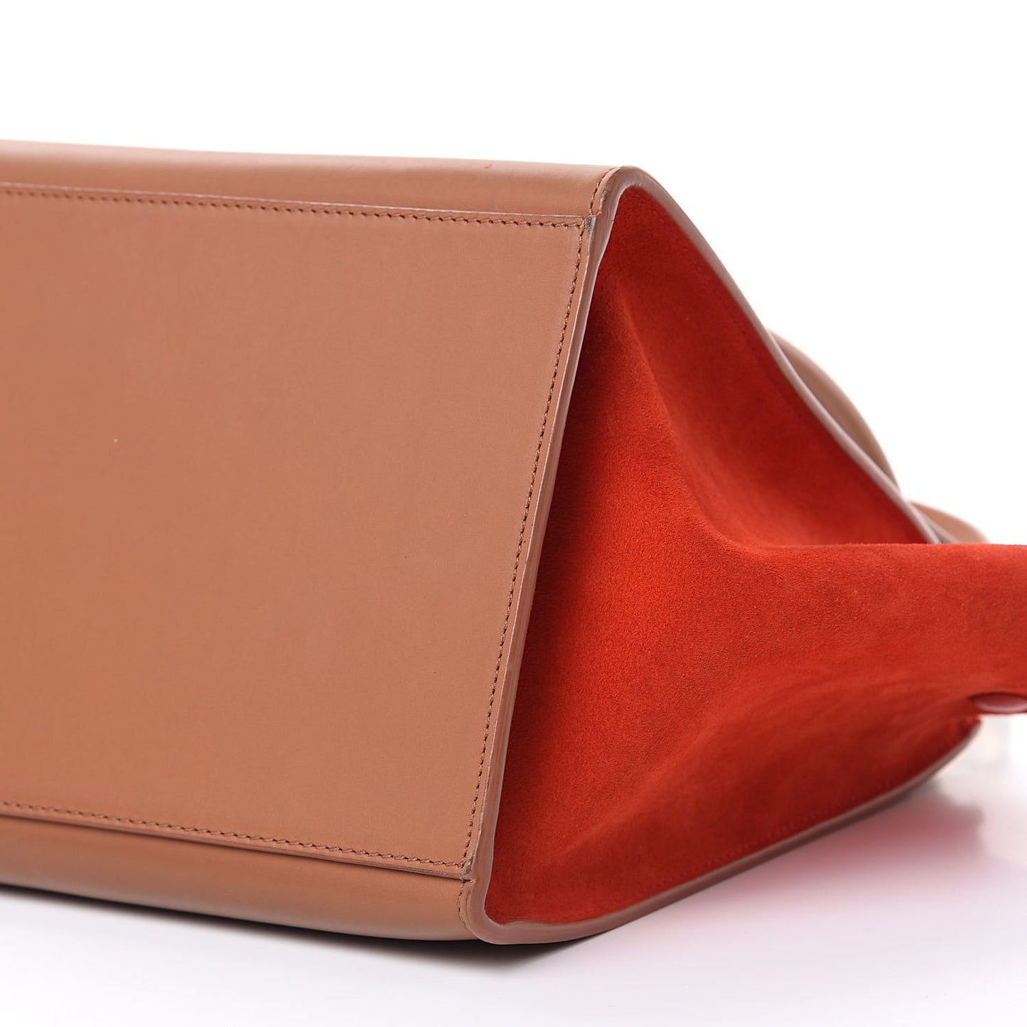 Natural Calfskin Suede Medium Bi-Color Trapeze Tan