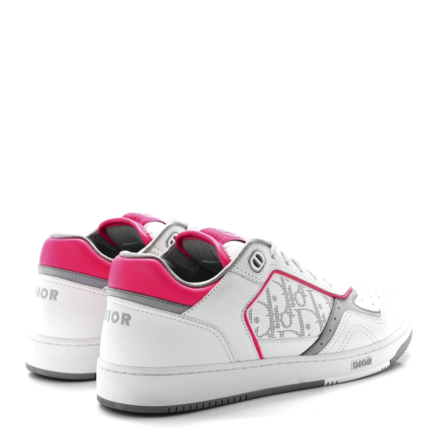 Smooth Calfskin Oblique Galaxy Perforated Mens B27 Low Top Sneakers 40 White Neon Pink