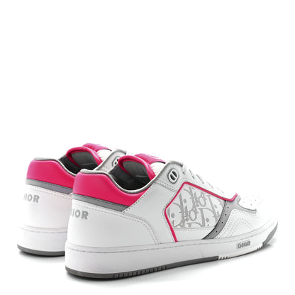 Christian Dior Smooth Calfskin Oblique Galaxy Perforated Mens B27 Low Top Sneakers 40 White Neon Pink 4 of 9