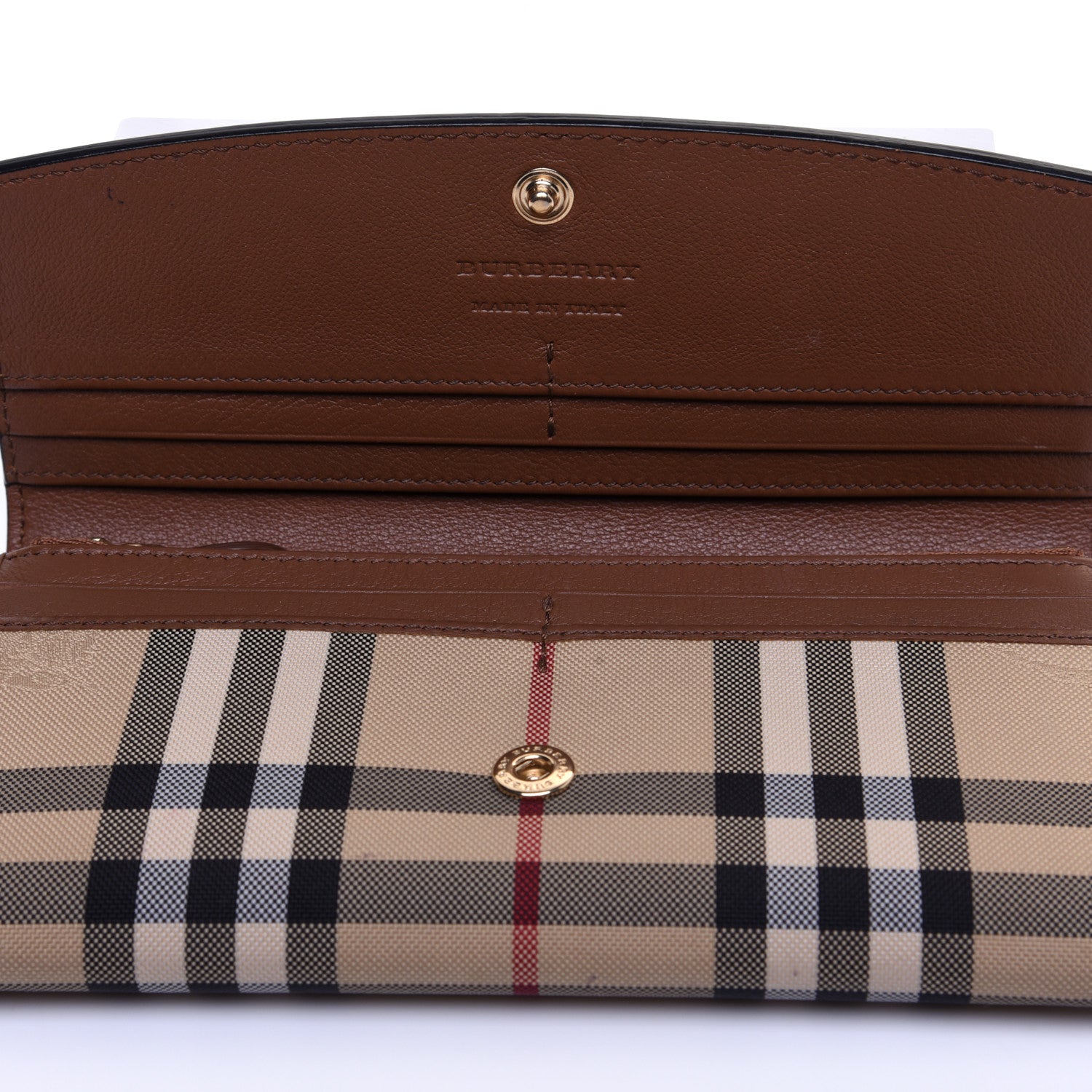 Burberry Calfskin Haymarket Check Henley Wallet Tan 9 of 10
