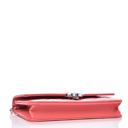 Chanel Grained Calfskin Quilted CC Box Wallet On Chain WOC Pink 4 of 9