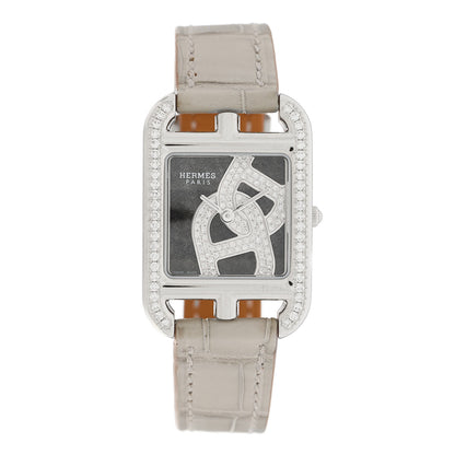 Hermes Stainless Steel Alligator Diamond Bezel 23mm Cape Cod Chaine d'Ancre Joaillier Quartz Watch Gris Perle 1 of 5