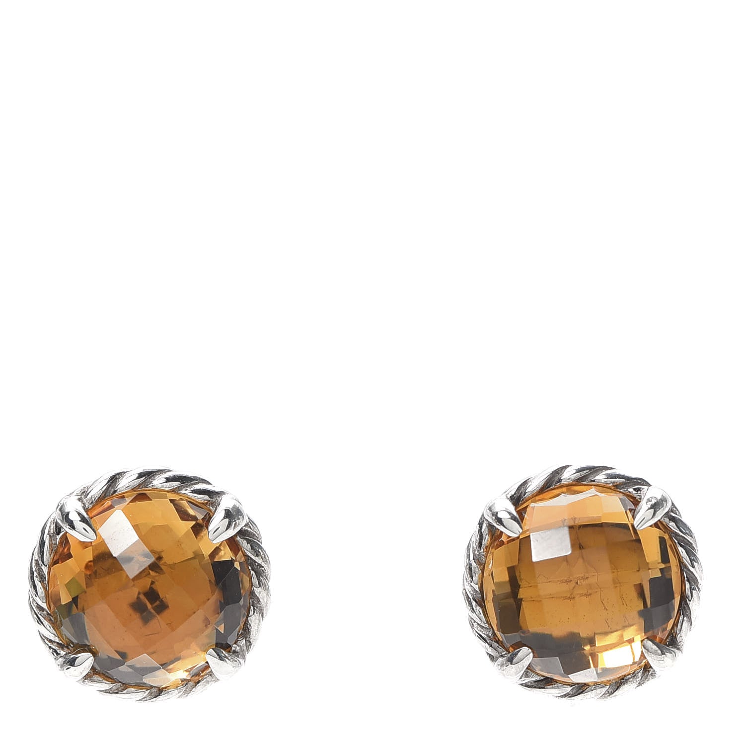 David Yurman Sterling Silver Citrine 8mm Chatelaine Earrings 1 of 4