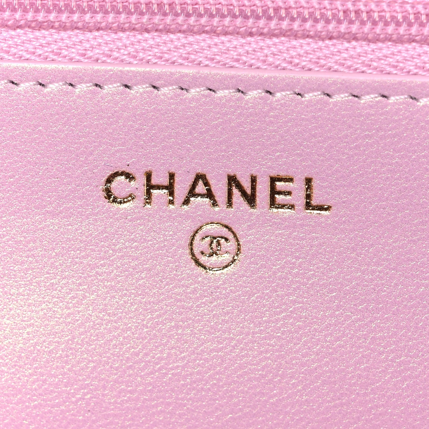 Iridescent Lambskin Quilted CC Pearl Wallet on Chain WOC Pink