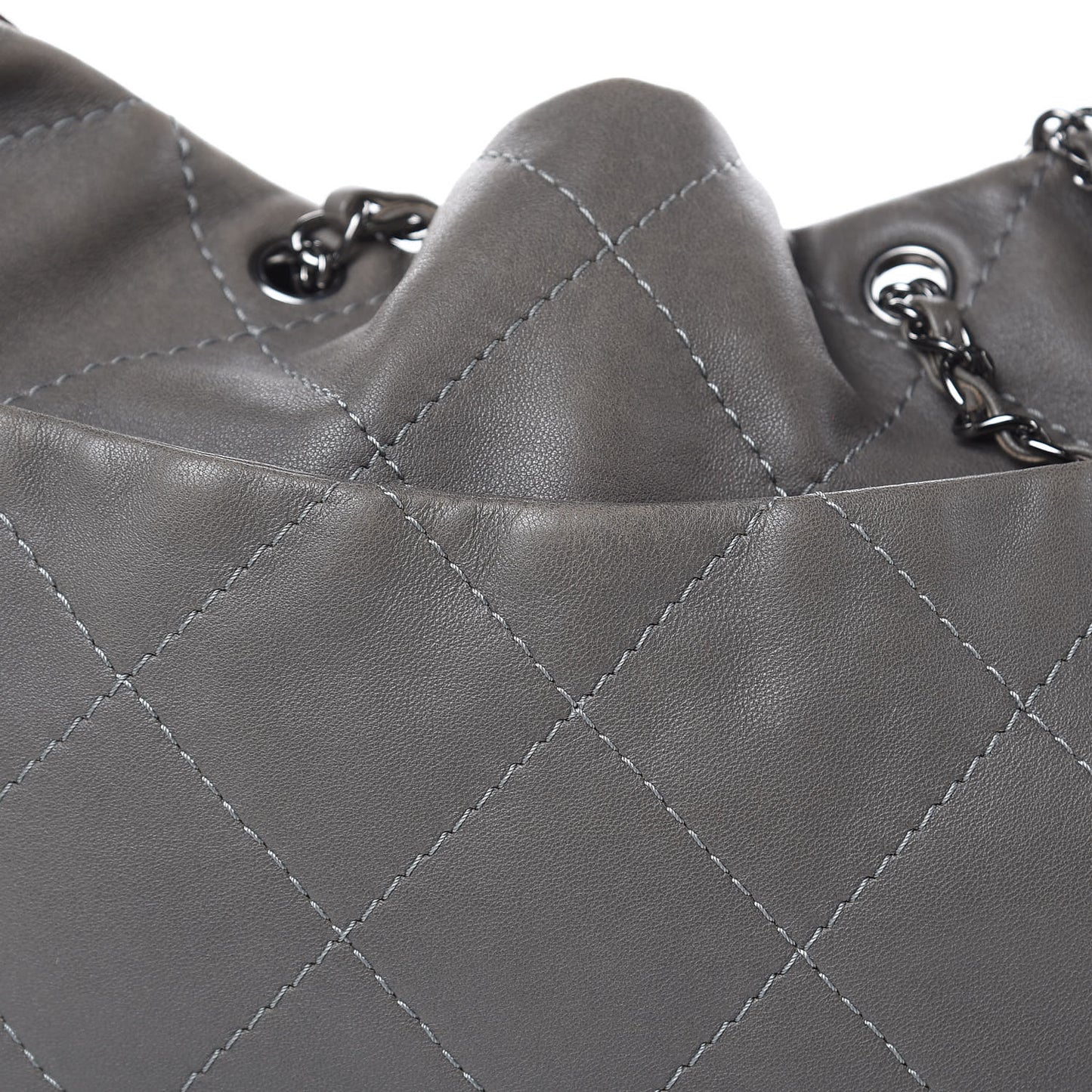 Calfskin Country Chic Stitched Hobo Grey