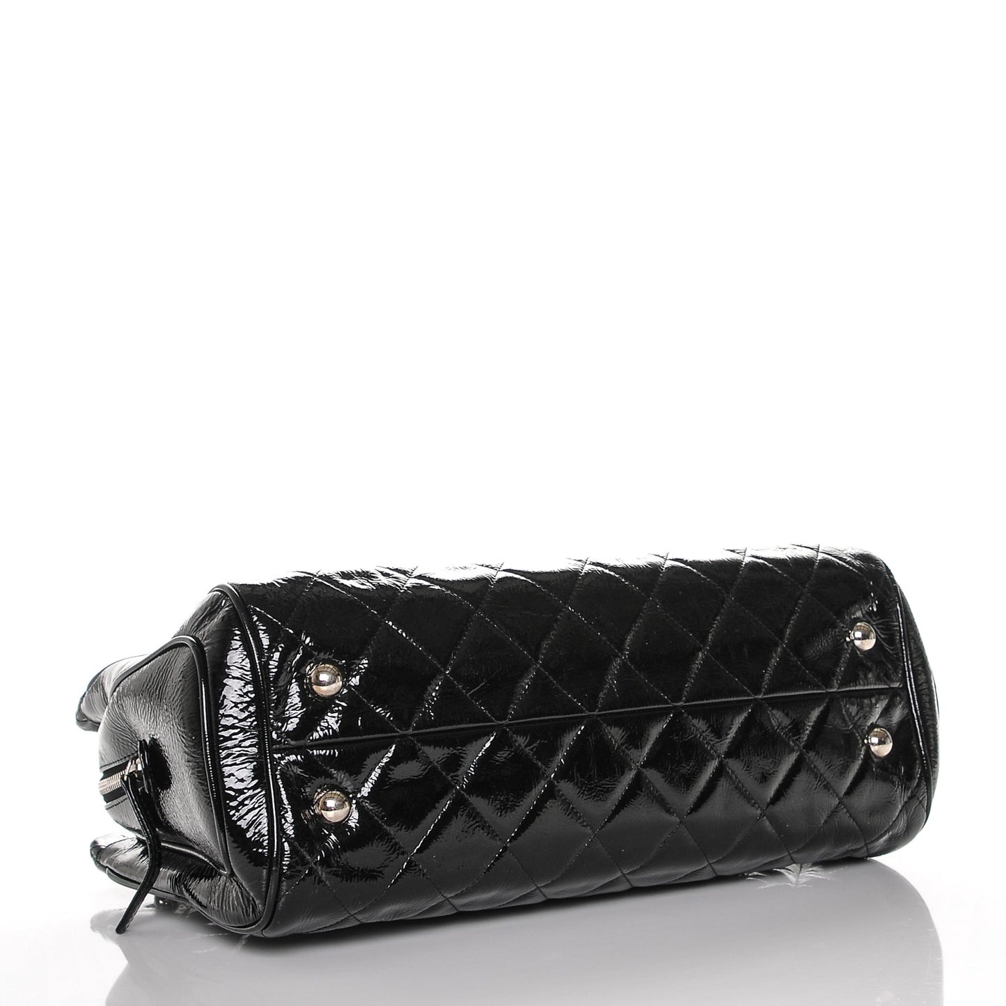 Patent Quilted Tote Black