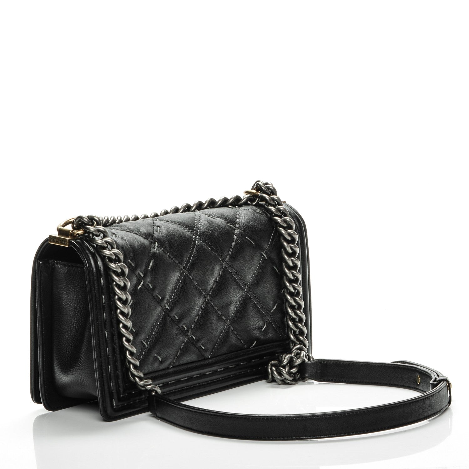 Chanel Calfskin Double Stitch Medium Boy Flap Black 3 of 8