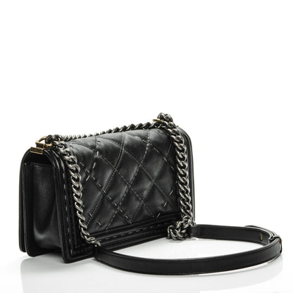 Chanel Calfskin Double Stitch Medium Boy Flap Black 3 of 8