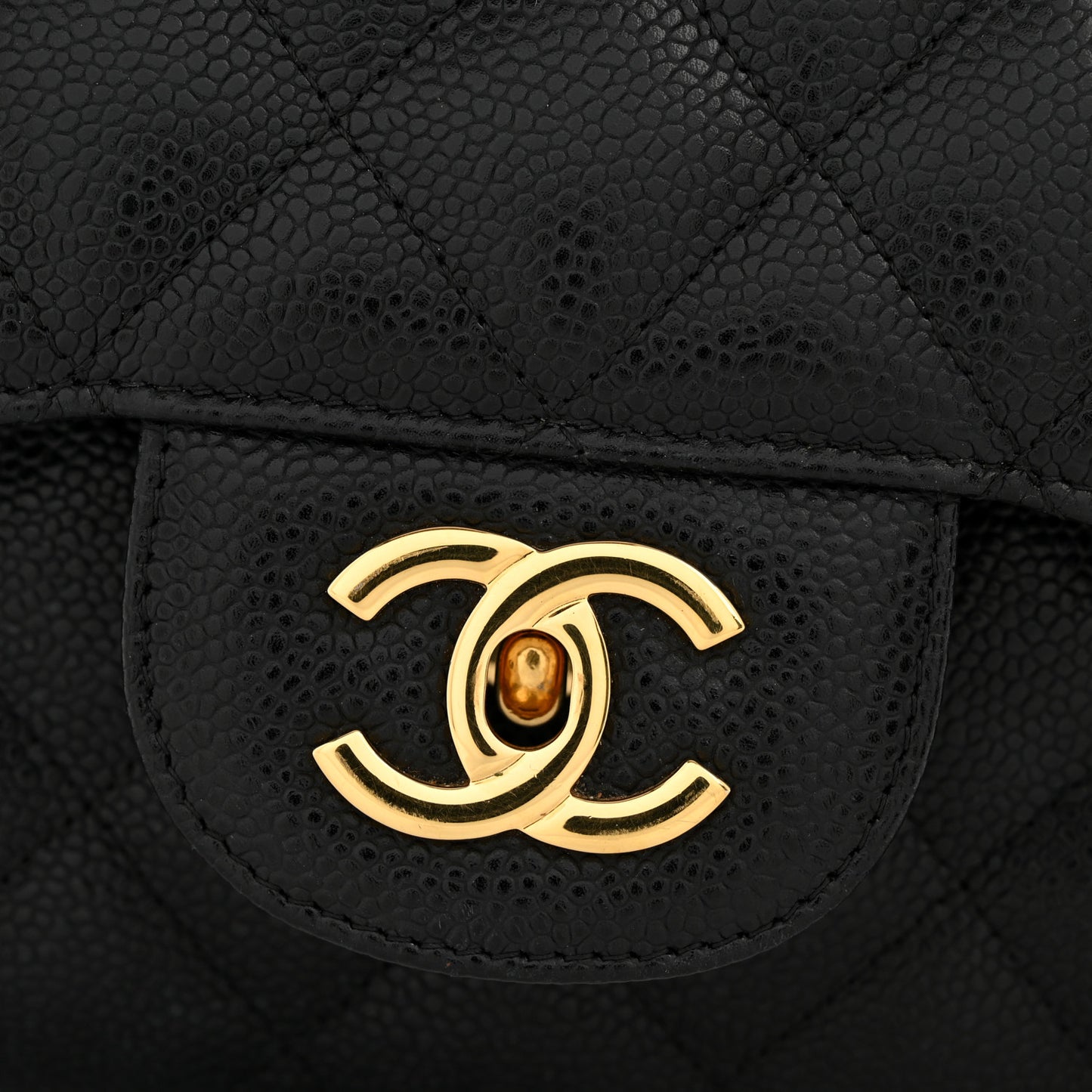 Caviar Quilted Jumbo Double Flap Black Black