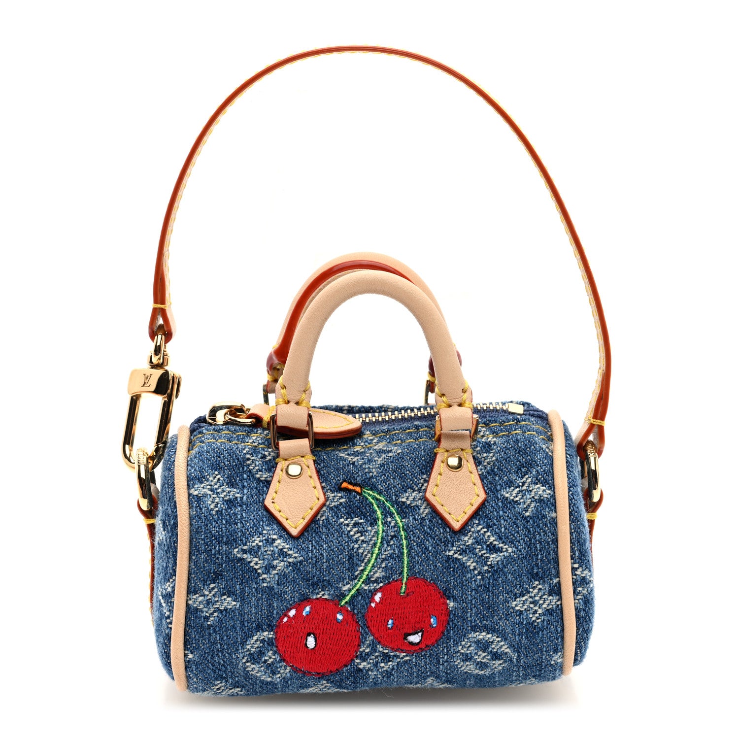 Louis Vuitton LV X TM Monogram Denim Cerises Micro Speedy Bag Charm Blue 1 of 9