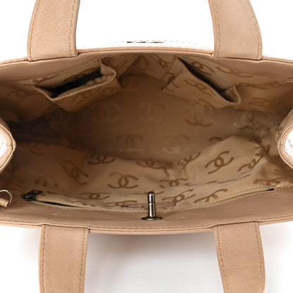 Chanel Calfskin Turnlock Shopper Tote Beige 4 of 4