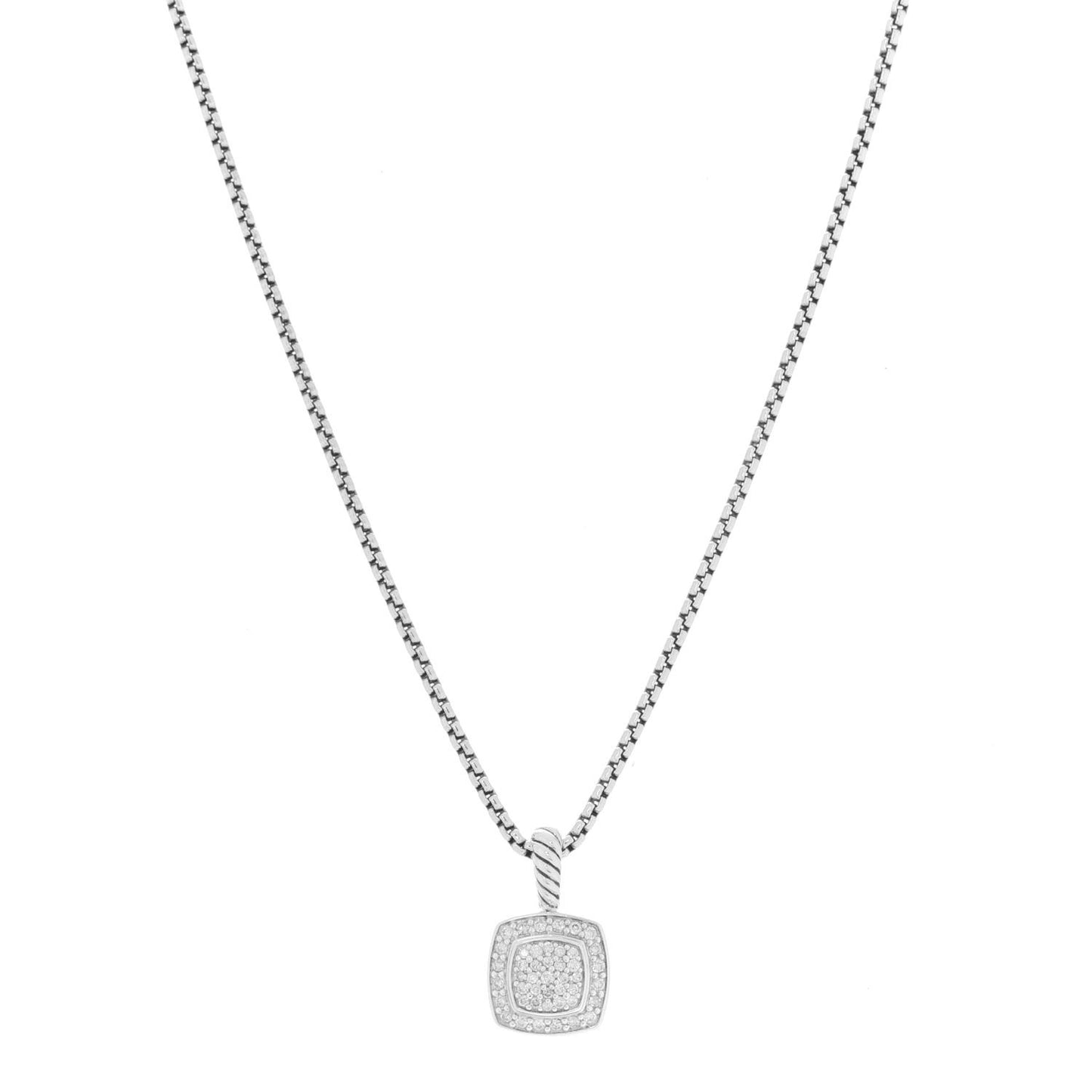 Sterling Silver Diamond Pave 7mm Petite Albion Pendant Necklace